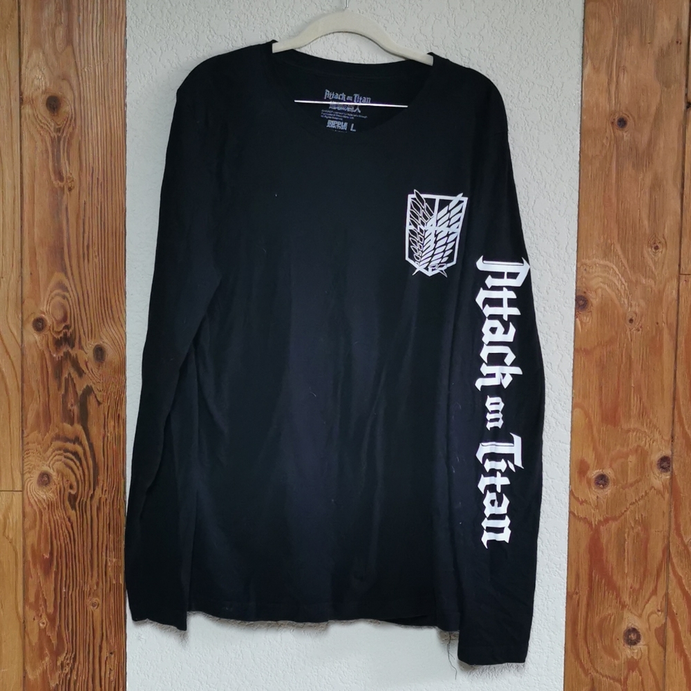 Attack on Titan Black Long Sleeve Graphic Tee - Unbranded